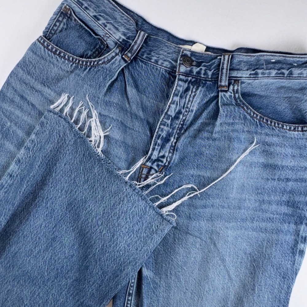 Madewell Low-Slung Baggy Jeans Womens 28 Blue Button Fly Raw Hem CKP494472945